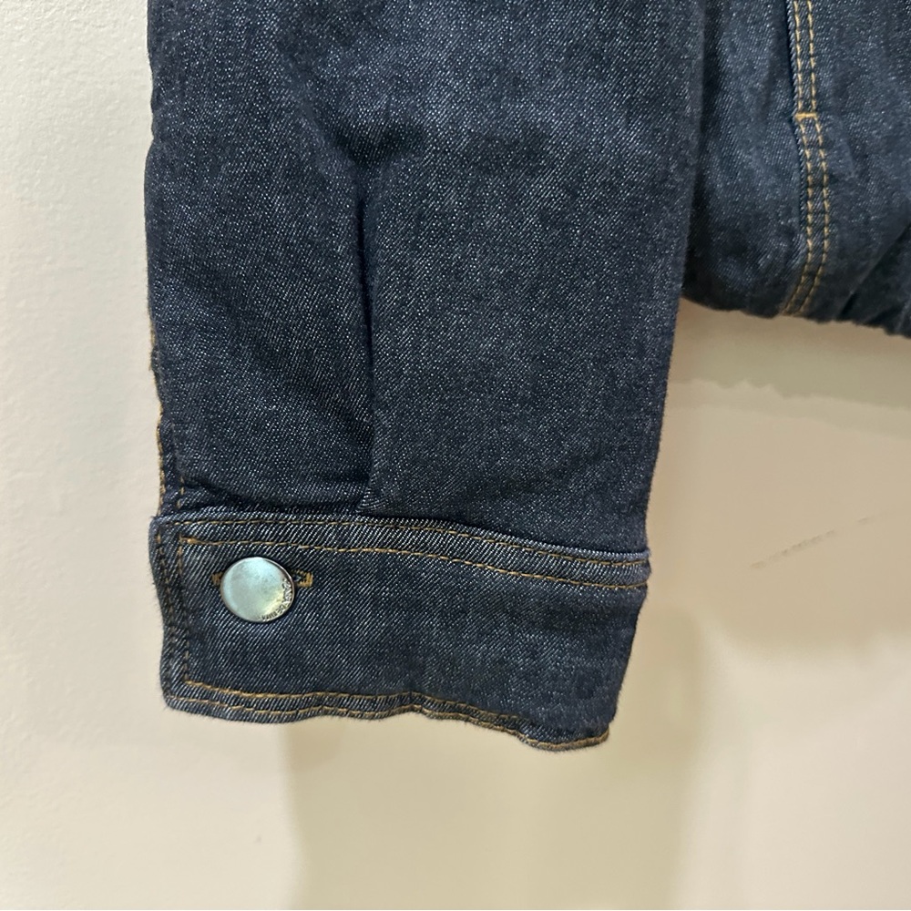 NWT ZARA Dark Wash Oversized Jean Jacket Big Front Patch Pockets Rigid Cotton S - Picture 7 of 12